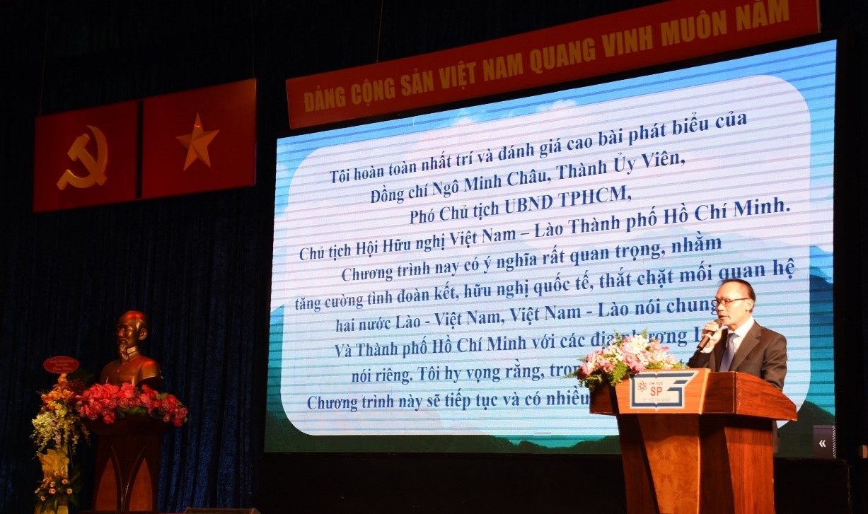 Mr. Phonesy Bounmixay, Consul General of the Lao People's Democratic Republic in Ho Chi Minh City, delivered a speech.